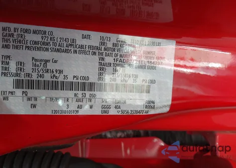 2014 Ford Focus Se z USA, uszkodzony, nr VIN 1FADP3F21EL184237